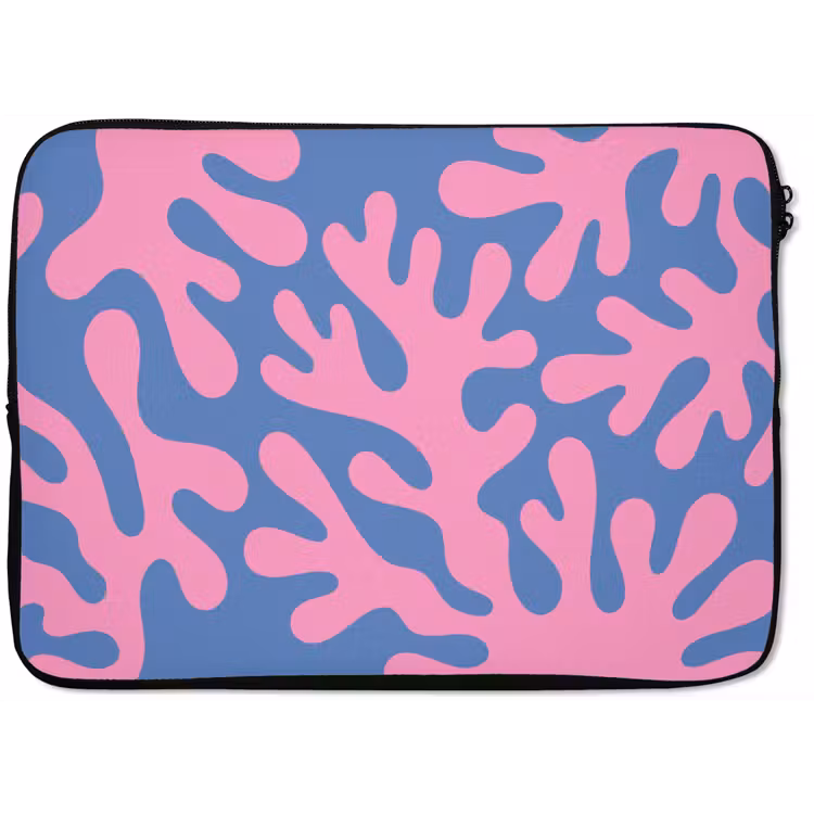 Abstract - Vormen - Roze - Blauw laptophoes neopreen klein -zkaufland3dotto
