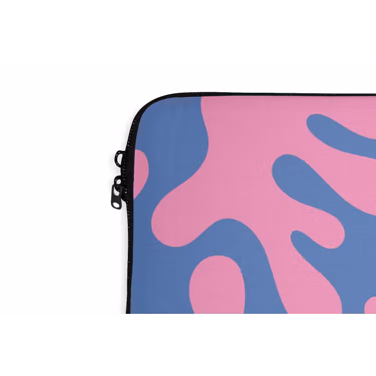 Abstract - Vormen - Roze - Blauw laptophoes neopreen klein -detail