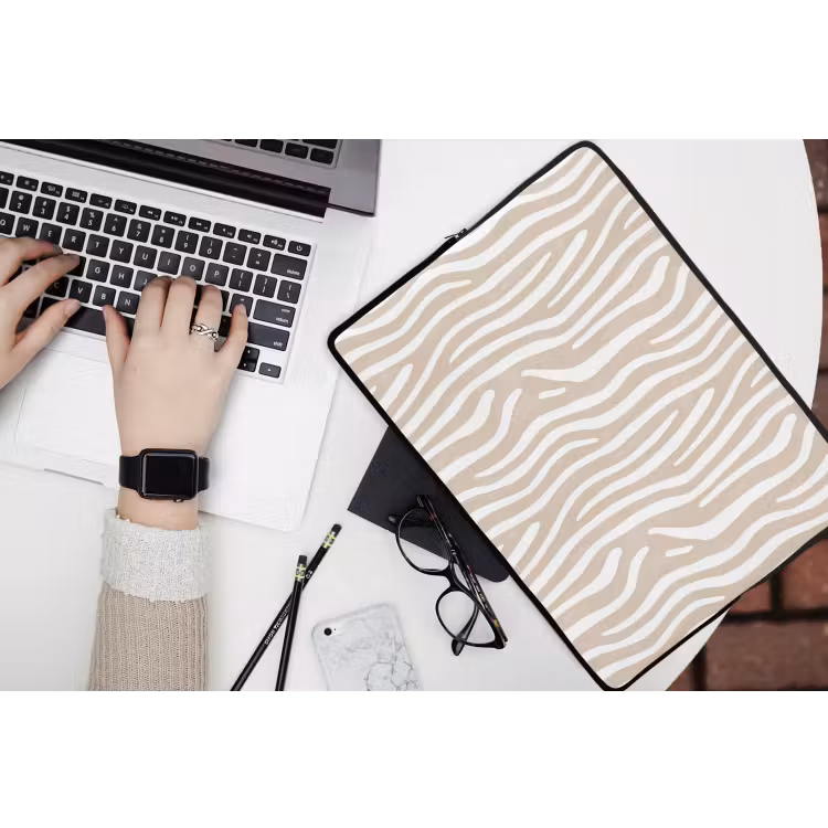 Abstract - Zebra - Beige laptophoes neopreen klein 279 -bureau