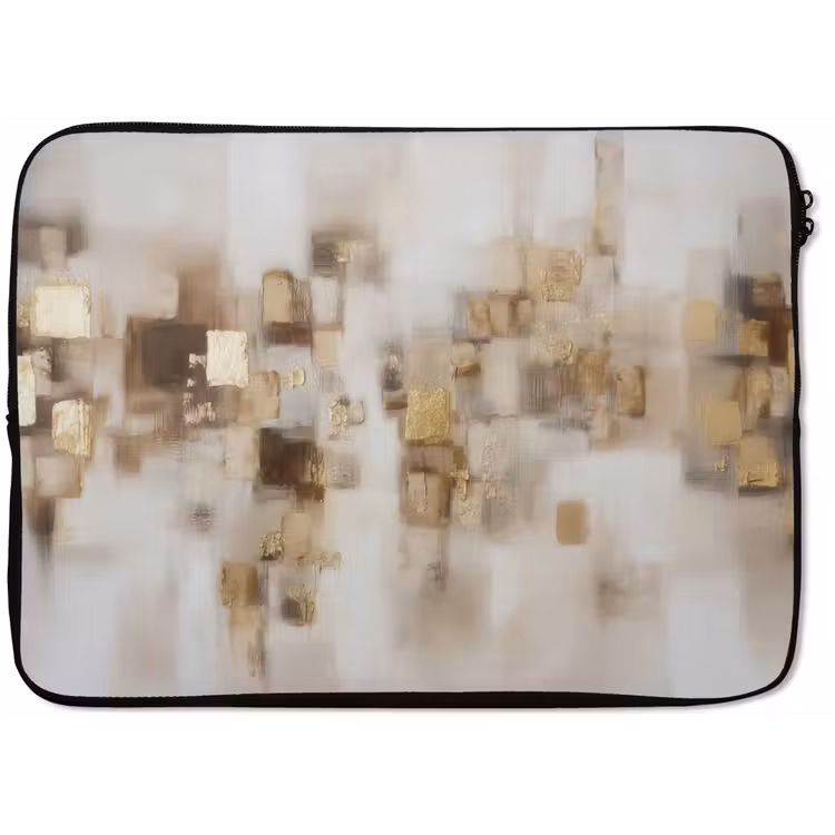 Abstracte vierkanten - Aardetonen - Mistig laptophoes neopreen klein -zkaufland3dotto