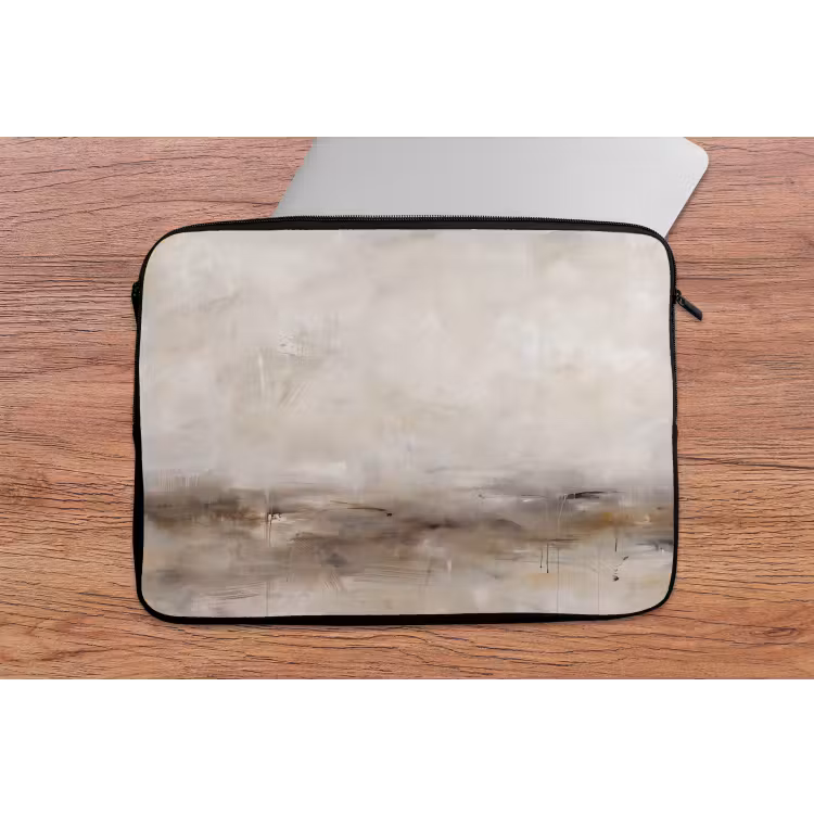 Abstrakt - Landschap - Modern - Beige - Kunst laptophoes neopreen klein -tafel