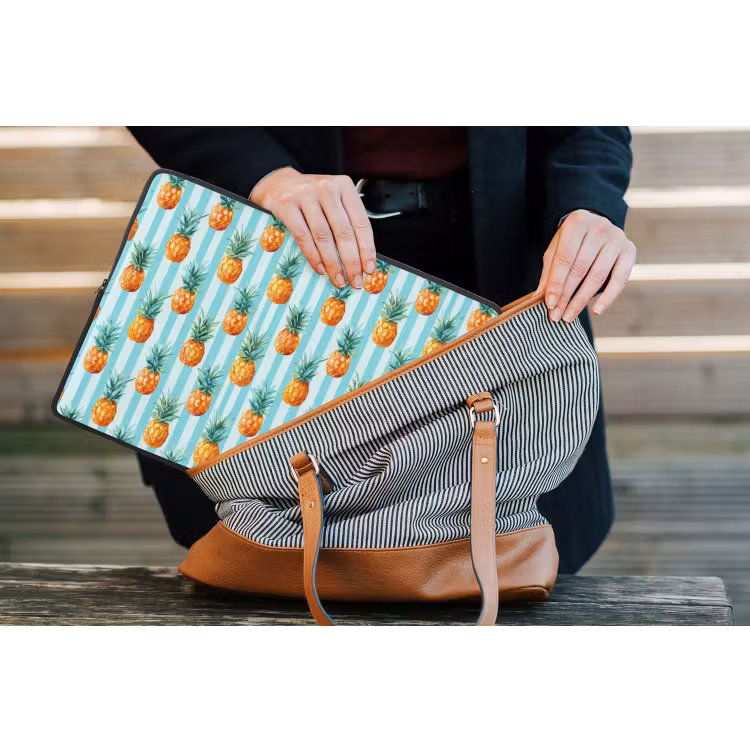 Ananas - Strepen - Groen laptophoes neopreen klein 279 -tas
