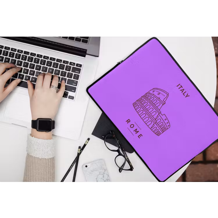 Architectuur - Colosseum - Rome - Minimalistisch - Paars laptophoes neopreen klein -bureau