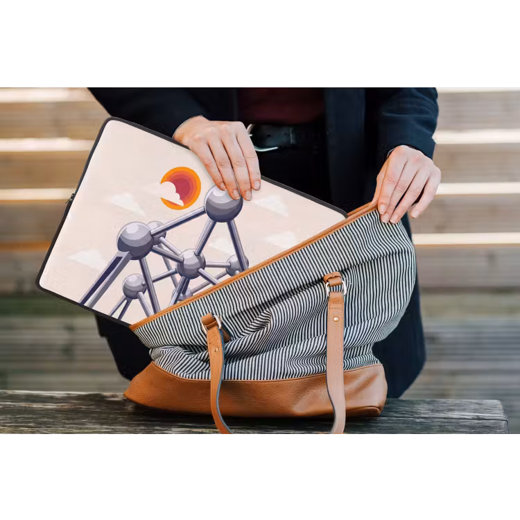 Architectuur - Geometrie - Stad - Modern - Grijs laptophoes neopreen klein -tas