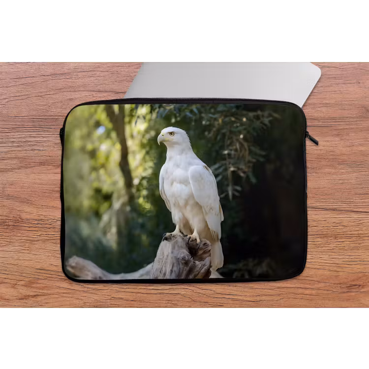 Arend - Hout - Wit - Planten laptophoes neopreen klein -tafel