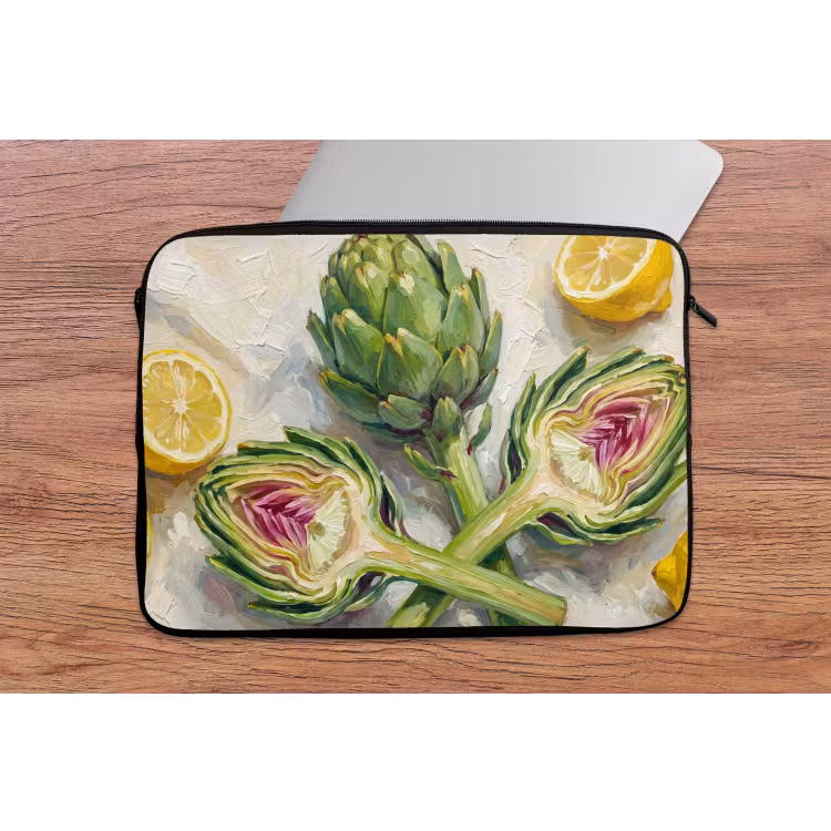 Laptophoes Artisjok - Citroen - Eten - Artisjok - Citroen - Eten laptophoes neopreen klein