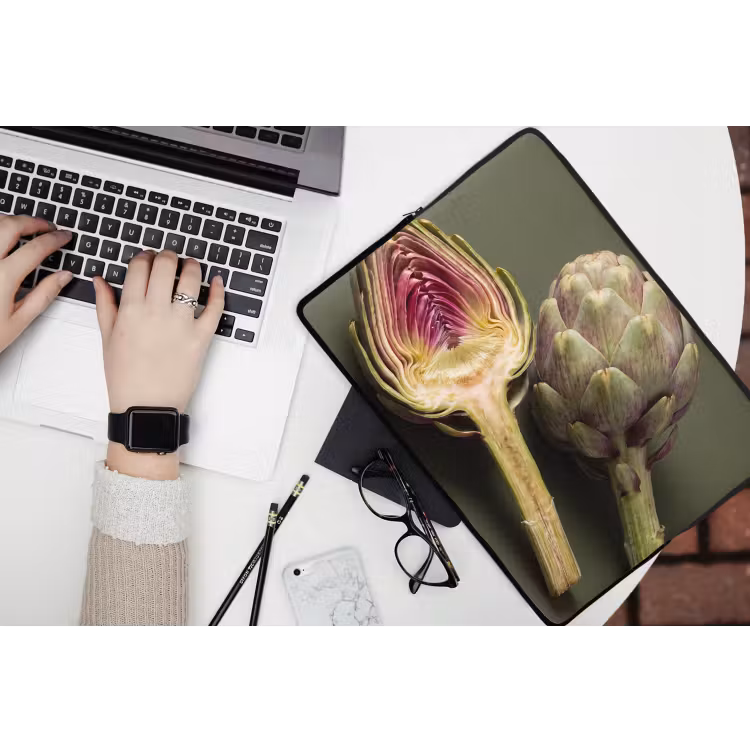 Laptophoes Artisjok - Paars - Voedsel - Artisjok - Paars - Voedsel laptophoes neopreen klein