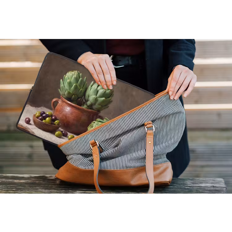 Laptophoes Artisjokken - Olijven - Eten - Artisjokken - Olijven - Eten laptophoes neopreen klein