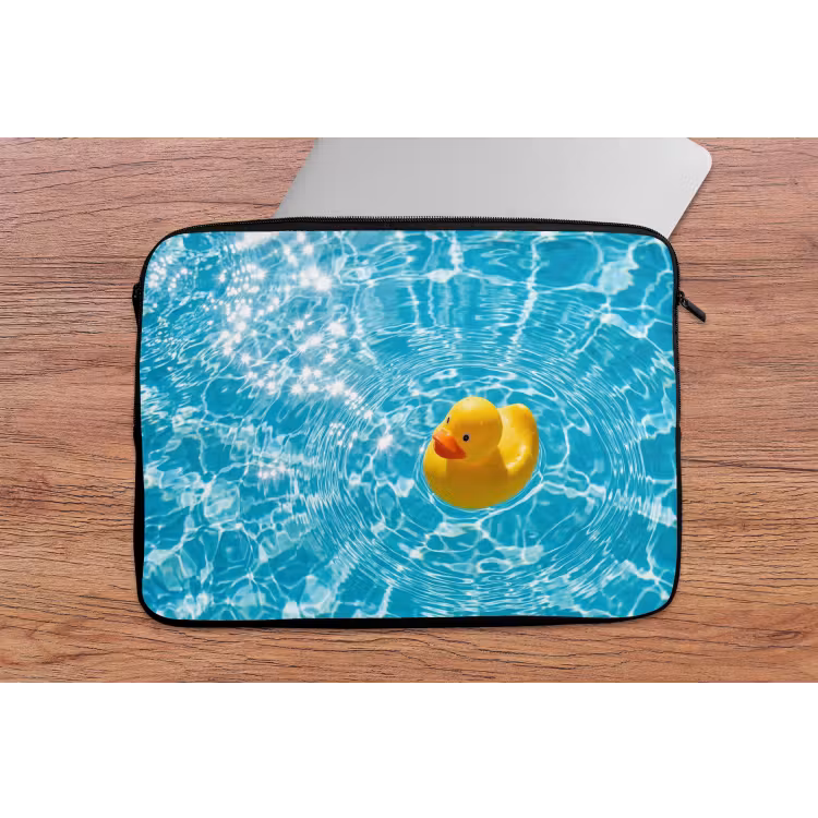 Badeend - Dobberen - Blauw laptophoes neopreen klein -tafel