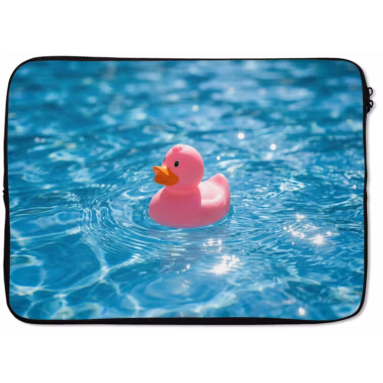 Badeend - Dobberend - Roze laptophoes neopreen klein -zkaufland3dotto