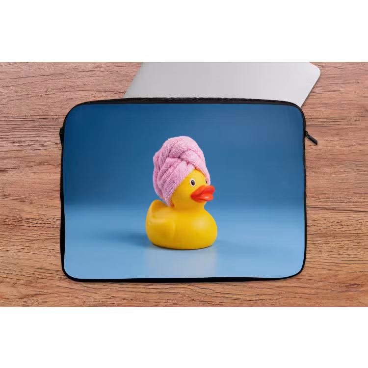 Badeend - Handdoek - Blauw laptophoes neopreen klein -tafel
