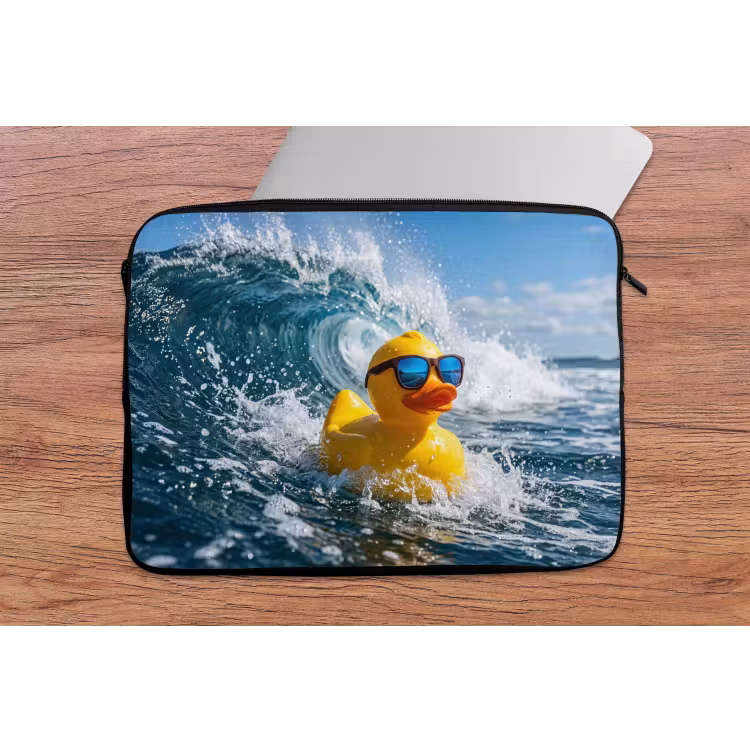 Badeend - Stoer - Golven laptophoes neopreen klein -tafel