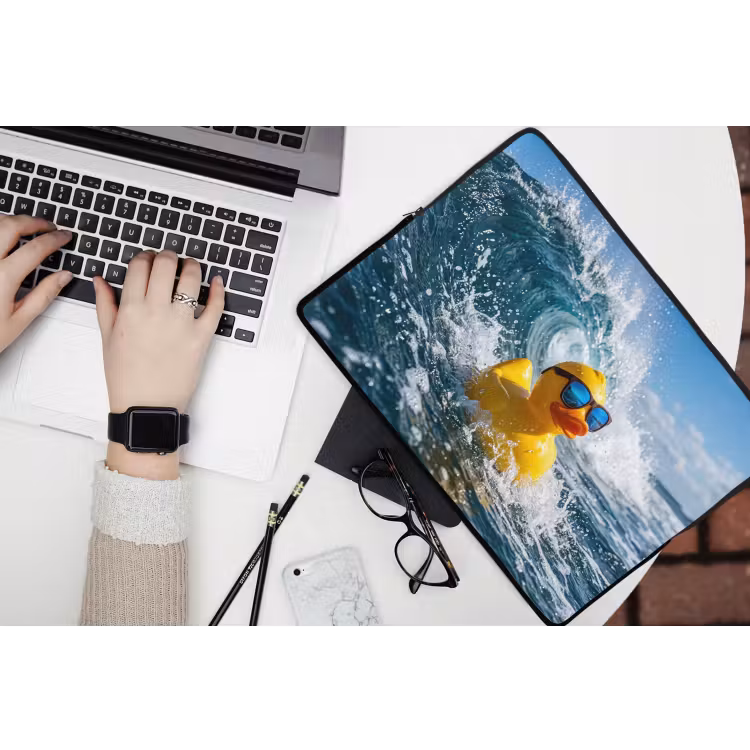 Badeend - Stoer - Golven laptophoes neopreen klein -bureau