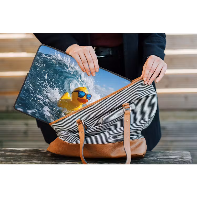 Badeend - Stoer - Golven laptophoes neopreen klein -tas
