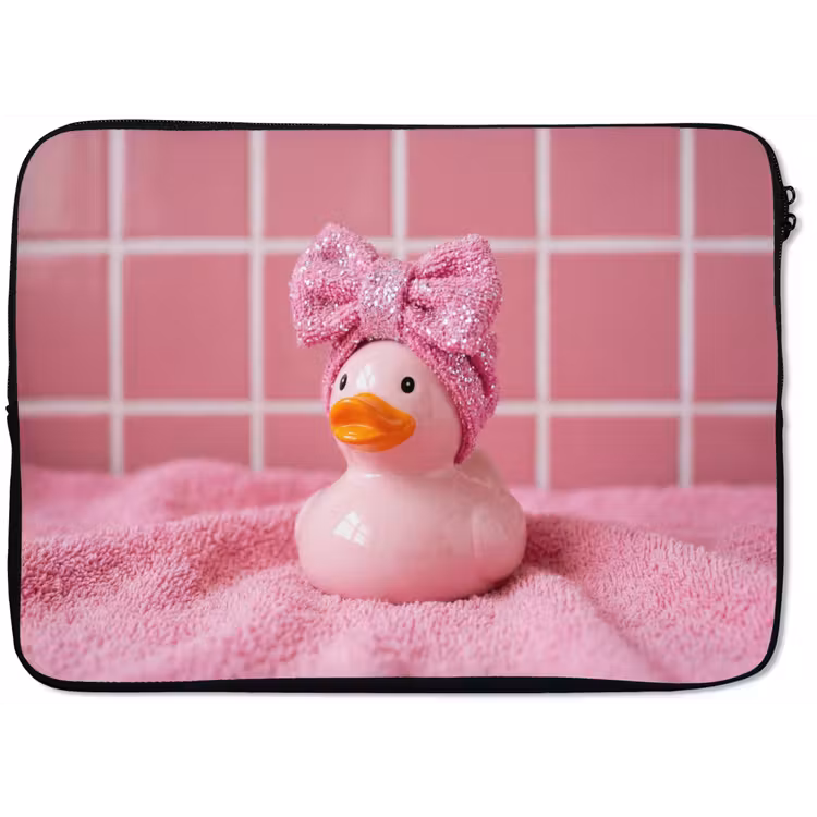 Badeend -Strik - Roze laptophoes neopreen klein -zkaufland3dotto