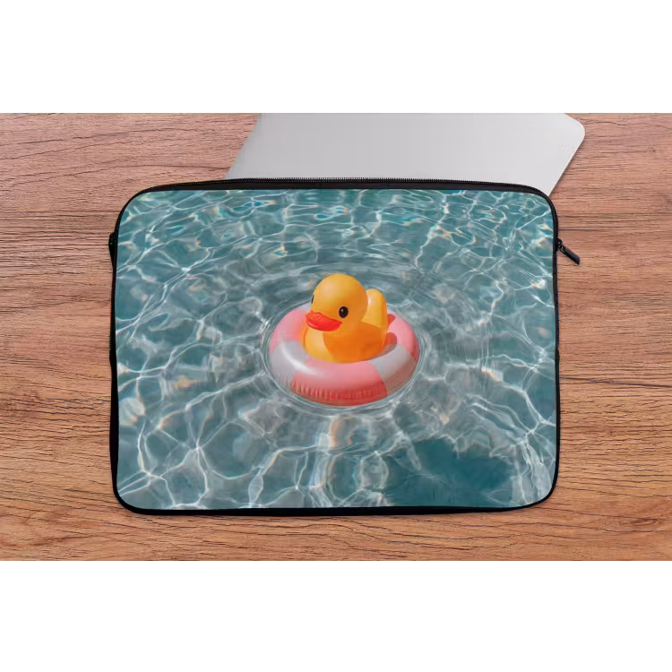 Badeend - Zwemband - Geel laptophoes neopreen klein -tafel
