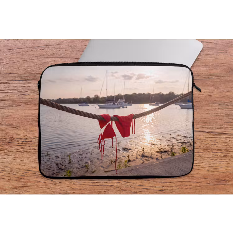 Badkleding - Rood - Zomer - Water - Zonsondergang laptophoes neopreen klein -tafel