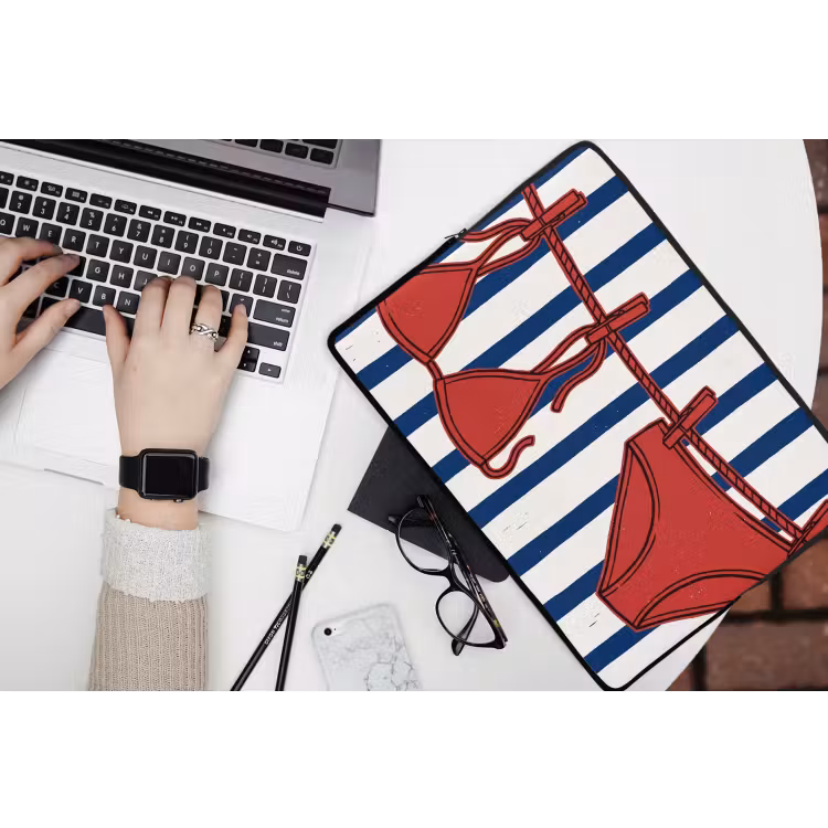 Badkleding - Waslijn - Zomer - Illustratie - Rood laptophoes neopreen klein -bureau