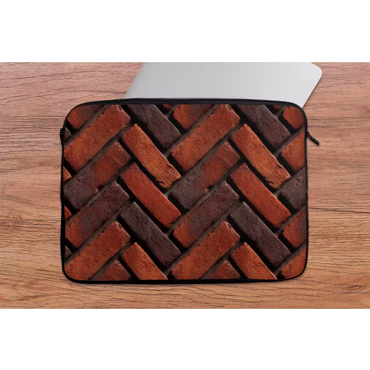Bakstenen - Visgraat - Structuur - Roodbruin laptophoes neopreen klein 279 -tafel