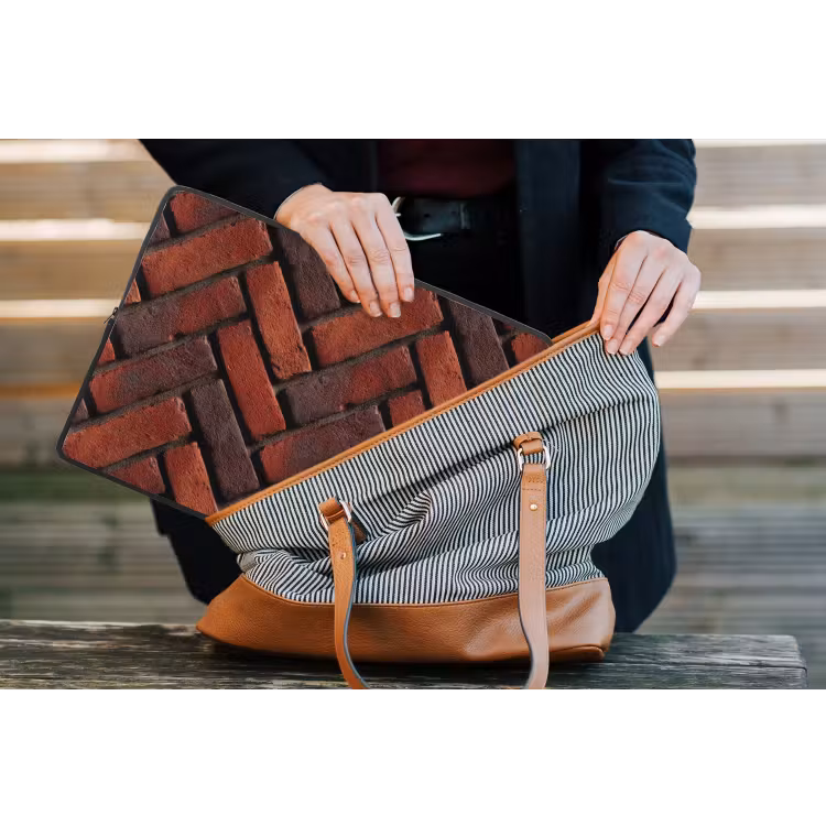 Bakstenen - Visgraat - Structuur - Roodbruin laptophoes neopreen klein 279 -tas