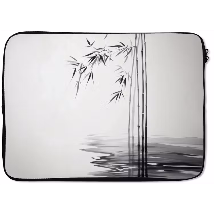Bamboestammen - Water - Minimalistisch - Wit laptophoes neopreen klein -zkaufland3dotto