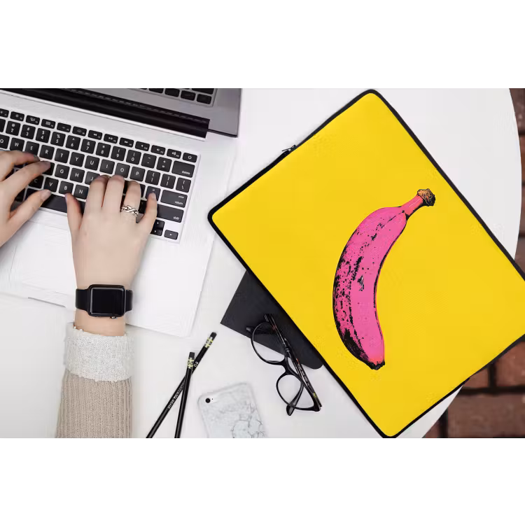 Banaan - Grafisch - Geel laptophoes neopreen klein -bureau