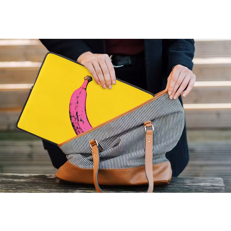 Banaan - Grafisch - Geel laptophoes neopreen klein -tas