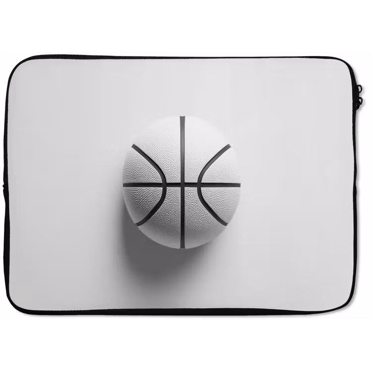 Basketbal - Wit - Schaduw - Lijnen laptophoes neopreen klein -zkaufland3dotto