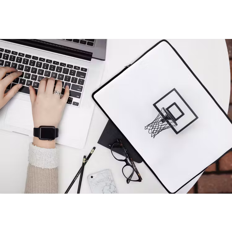 Basketbalbord - Minimalistisch - Zwart laptophoes neopreen klein -bureau