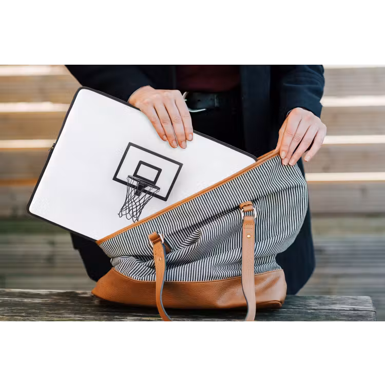 Basketbalbord - Minimalistisch - Zwart laptophoes neopreen klein -tas