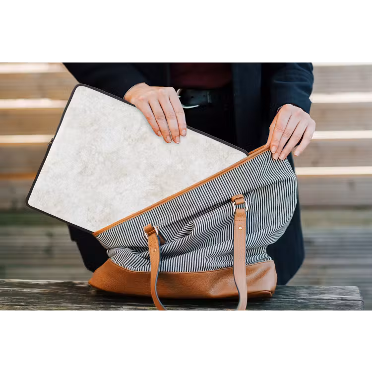 Beige - Marmer - Aders laptophoes neopreen klein 279 -tas