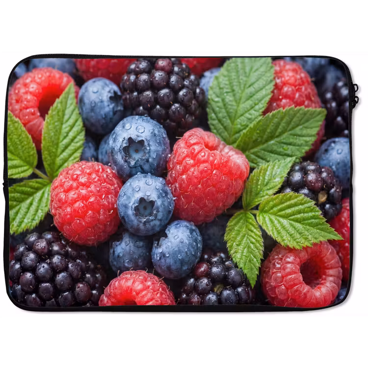 Bessen - Vers - Waterdruppels - Kleurrijk - Eten laptophoes neopreen klein -zkaufland3dotto