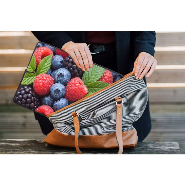 Bessen - Vers - Waterdruppels - Kleurrijk - Eten laptophoes neopreen klein -tas