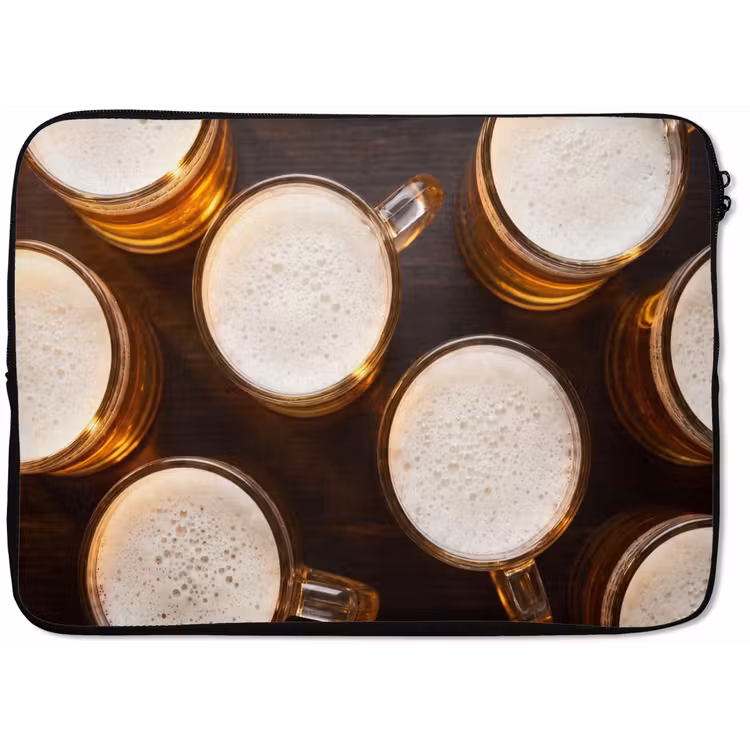 Bier - Glazen - Schuim - Hout - Drank laptophoes neopreen klein -zkaufland3dotto