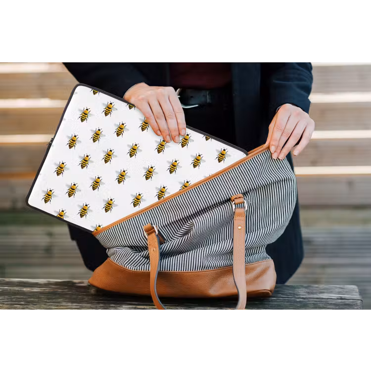 Bijen - Tijdloos - Wit laptophoes neopreen klein 279 -tas