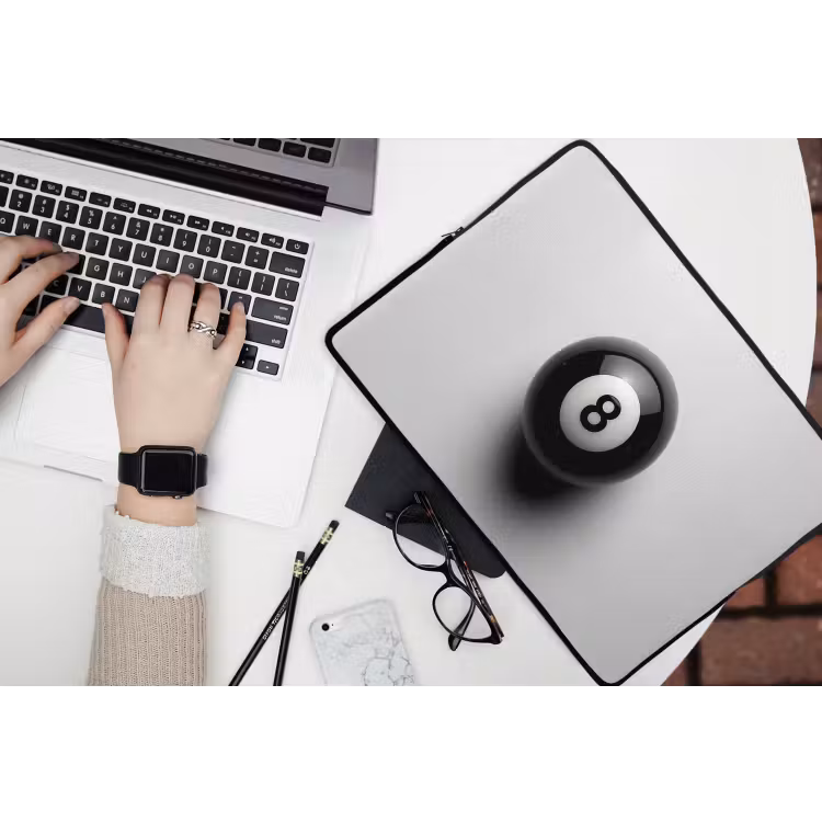 Biljartbal - Getal - Acht - Wit laptophoes neopreen klein -bureau