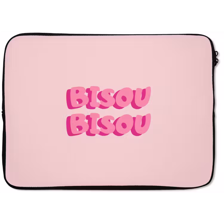 Bisou - Roze - Dikke letters laptophoes neopreen klein -zkaufland3dotto