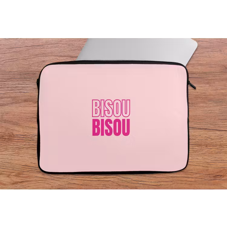 Bisou - Roze - Minimalistisch laptophoes neopreen klein -tafel
