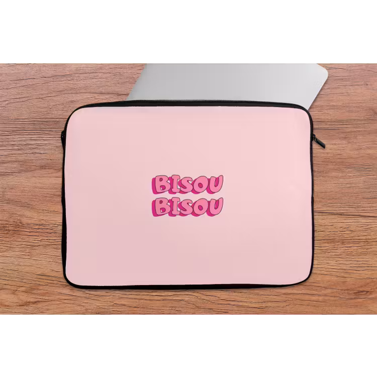 Bisou - Roze - Schaduw laptophoes neopreen klein -tafel