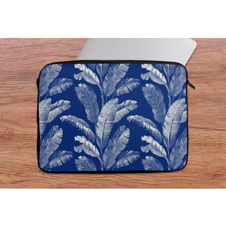 Blad - Palm - Blauw laptophoes neopreen klein 279 -tafel