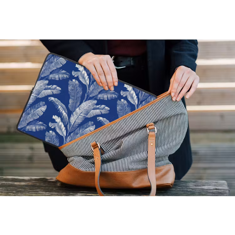 Blad - Palm - Blauw laptophoes neopreen klein 279 -tas