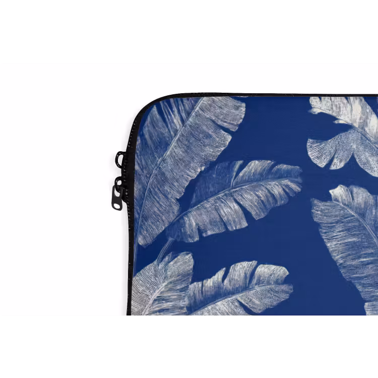 Blad - Palm - Blauw laptophoes neopreen klein 279 -detail
