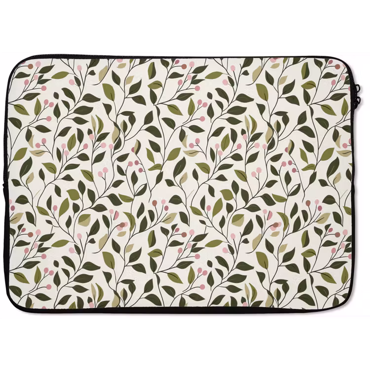 Bladeren - Bessen - Roze laptophoes neopreen klein 279 -zkaufland3dotto
