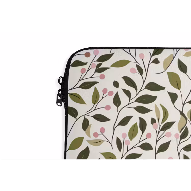 Bladeren - Bessen - Roze laptophoes neopreen klein 279 -detail