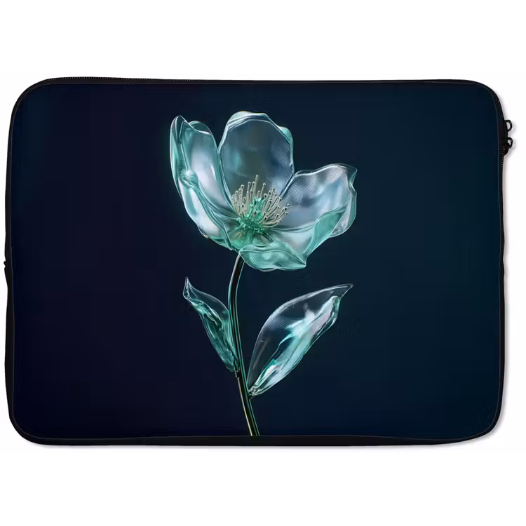 Bladeren - Bloem - Glazen - Donkerblauw laptophoes neopreen klein -zkaufland3dotto