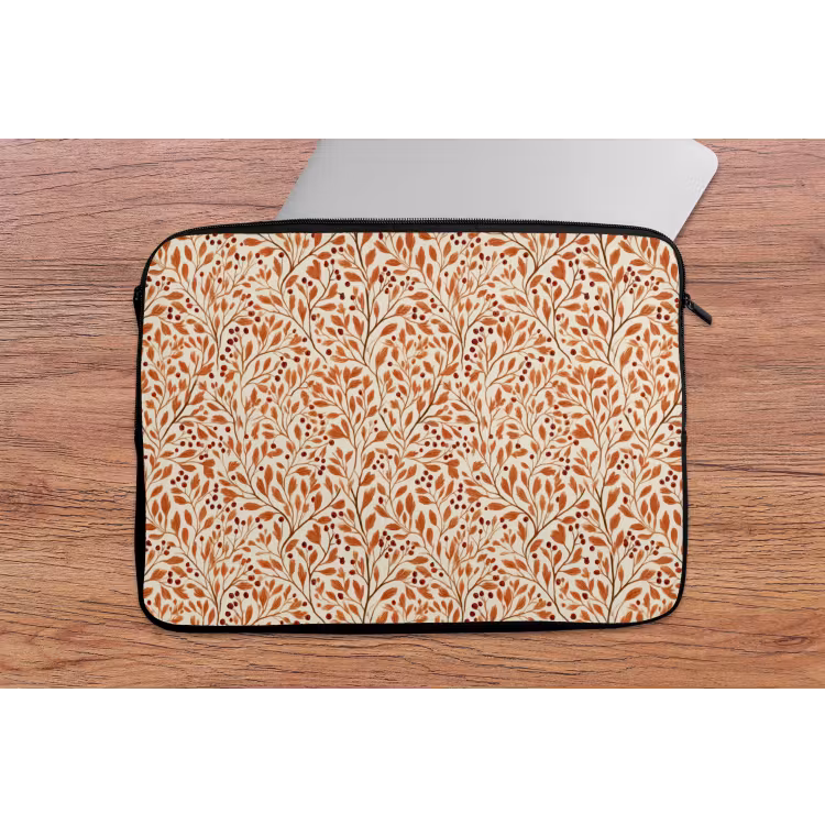Bladeren - Botanisch - Terracotta laptophoes neopreen klein 279 -tafel