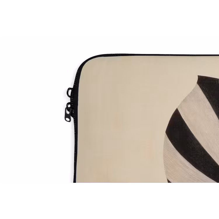 Bladeren - Gestreept - Stengel - Beige laptophoes neopreen klein -detail