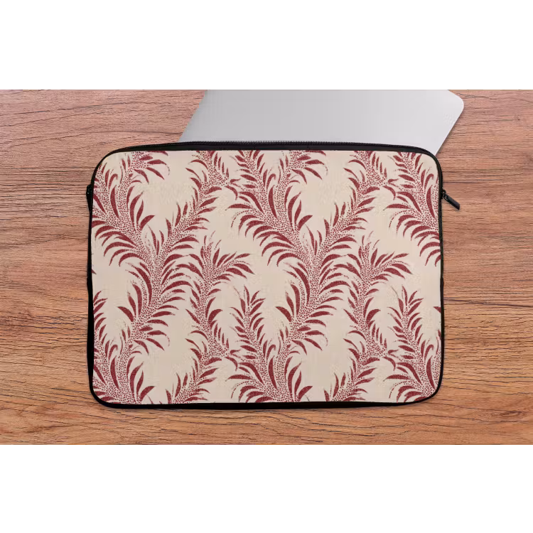 Bladeren - Linnen - Rood laptophoes neopreen klein 279 -tafel