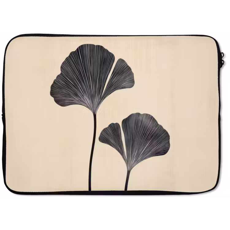 Bladeren - Minimalistisch - Zwart laptophoes neopreen klein -zkaufland3dotto