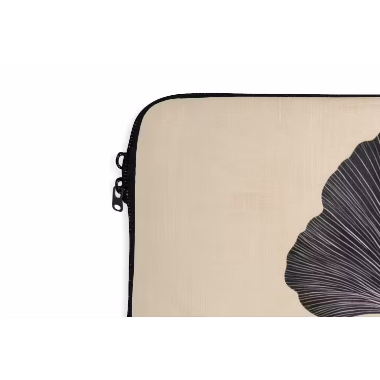 Bladeren - Minimalistisch - Zwart laptophoes neopreen klein -detail